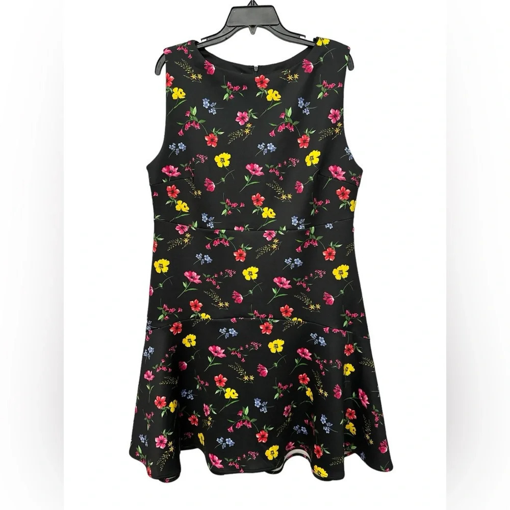 Alexia Admor Devin Boatneck Sleeveless Shift Dress In Black Floral Size XL NWT